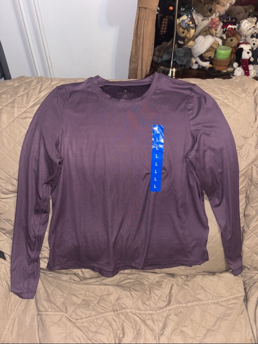 Danskin Lavender Ribbed Crew Neck Top